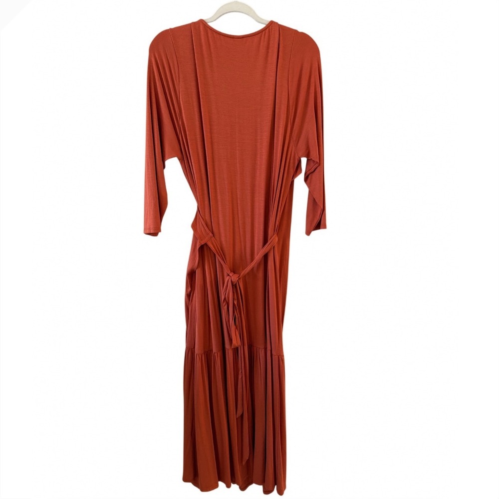 Rachel Pally White Label Nadine Wrap Dress Paprika Orange 1X New Tiered Ruffle - Picture 2 of 9